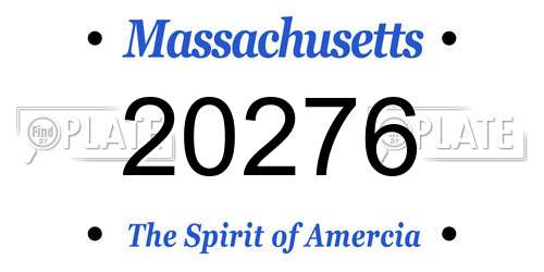 20276 Massachusetts License Plate