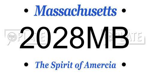 2028MB Massachusetts License Plate