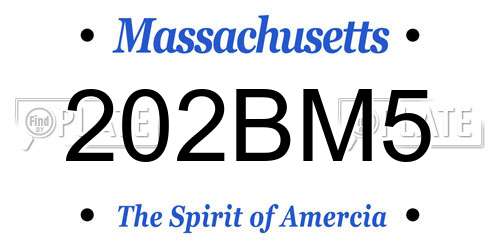 202BM5 Massachusetts License Plate