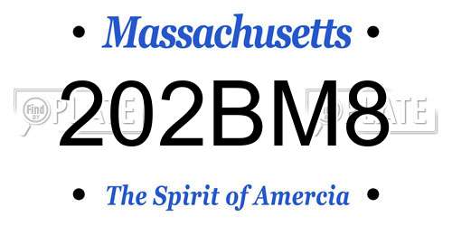 202BM8 Massachusetts License Plate