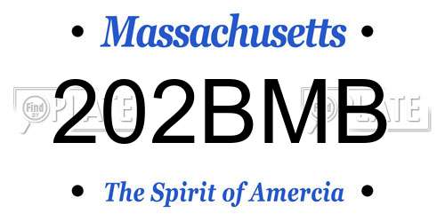 202BMB Massachusetts License Plate