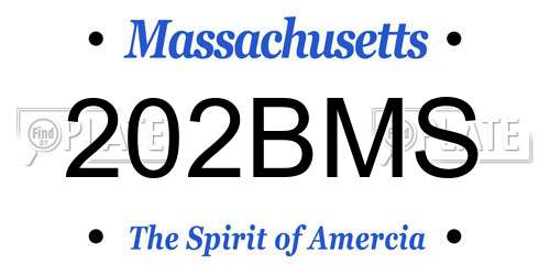 202BMS Massachusetts License Plate