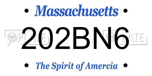 202BN6 Massachusetts License Plate