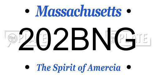 202BNG Massachusetts License Plate