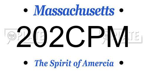 202CPM Massachusetts License Plate
