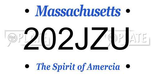 202JZU Massachusetts License Plate