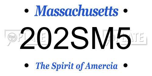202SM5 Massachusetts License Plate