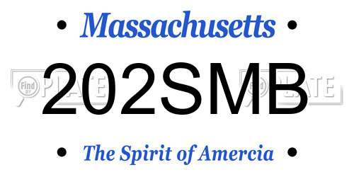 202SMB Massachusetts License Plate