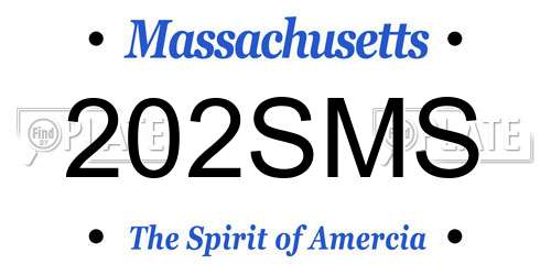 202SMS Massachusetts License Plate
