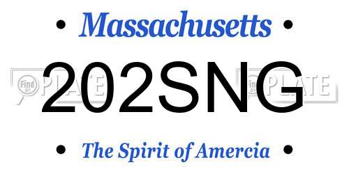 202SNG Massachusetts License Plate