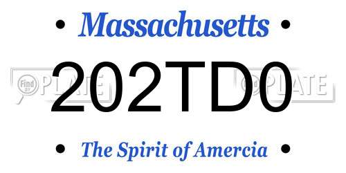 202TD0 Massachusetts License Plate