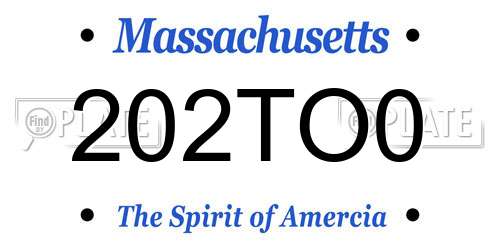 202TO0 Massachusetts License Plate