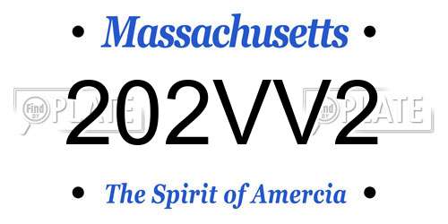 202VV2 Massachusetts License Plate