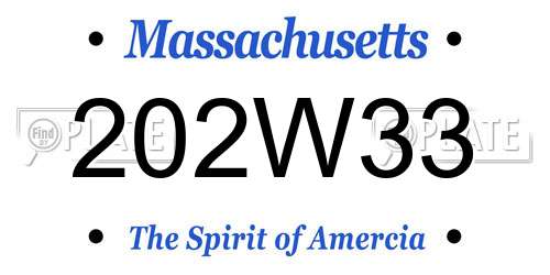 202W33 Massachusetts License Plate