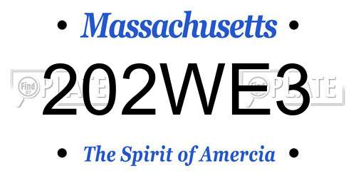 202WE3 Massachusetts License Plate