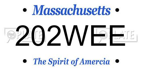 202WEE Massachusetts License Plate