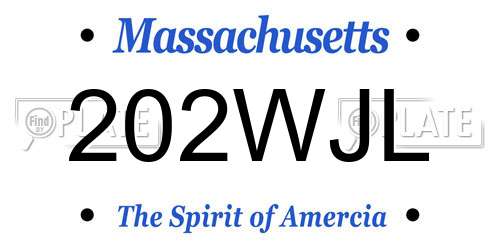 202WJL Massachusetts License Plate