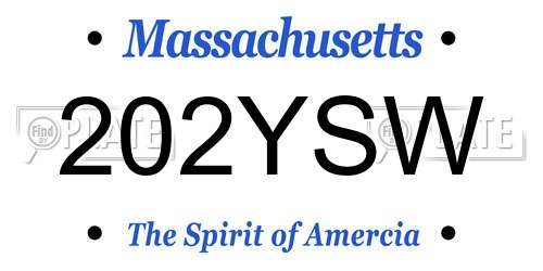 202YSW Massachusetts License Plate