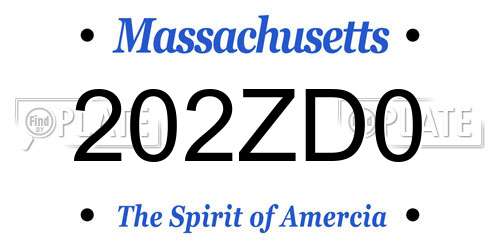 202ZD0 Massachusetts License Plate