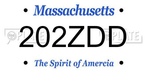 202ZDD Massachusetts License Plate