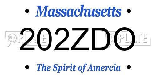 202ZDO Massachusetts License Plate