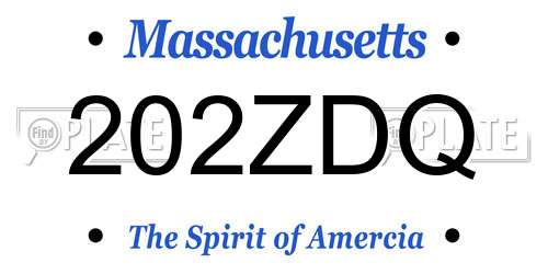 202ZDQ Massachusetts License Plate