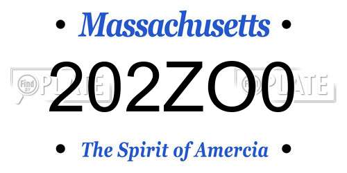 202ZO0 Massachusetts License Plate