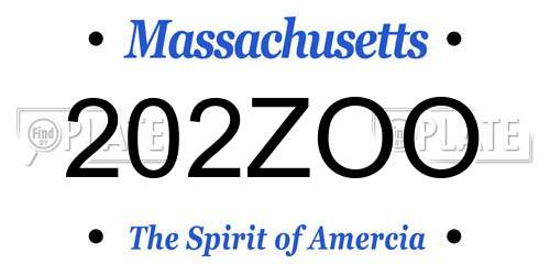 202ZOO Massachusetts License Plate
