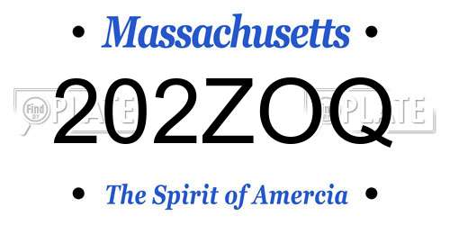 202ZOQ Massachusetts License Plate