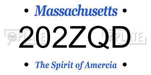 202ZQD Massachusetts License Plate