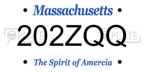 202ZQQ Massachusetts License Plate