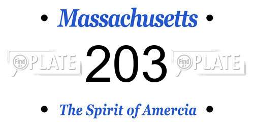 203 Massachusetts License Plate