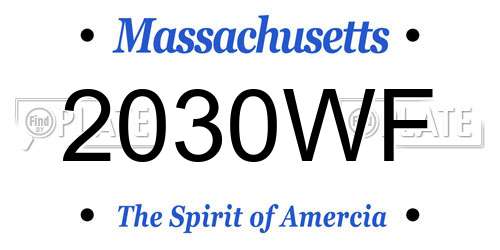 2030WF Massachusetts License Plate