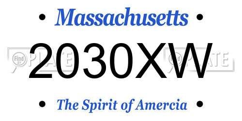 2030XW Massachusetts License Plate