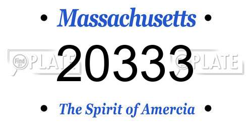 20333 Massachusetts License Plate