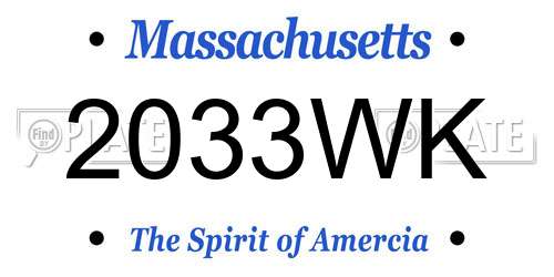 2033WK Massachusetts License Plate