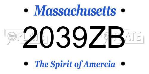 2039ZB Massachusetts License Plate