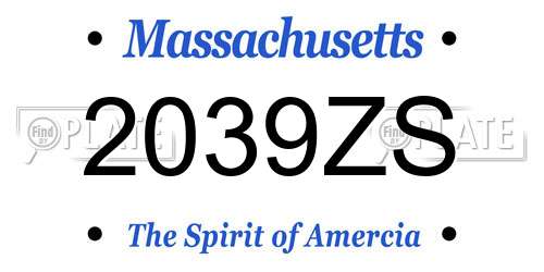 2039ZS Massachusetts License Plate