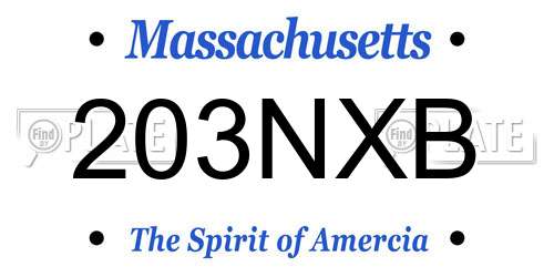 203NXB Massachusetts License Plate