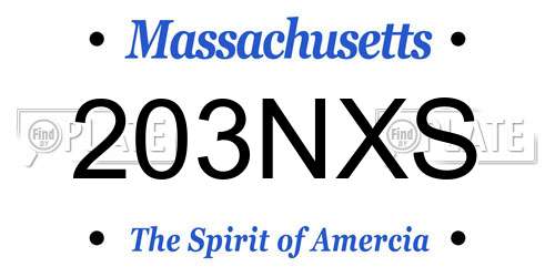 203NXS Massachusetts License Plate