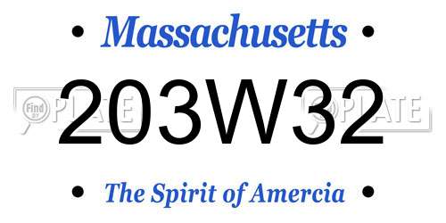 203W32 Massachusetts License Plate