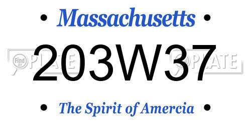 203W37 Massachusetts License Plate