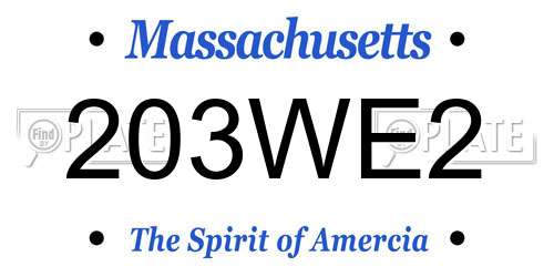 203WE2 Massachusetts License Plate