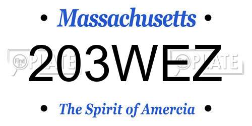 203WEZ Massachusetts License Plate