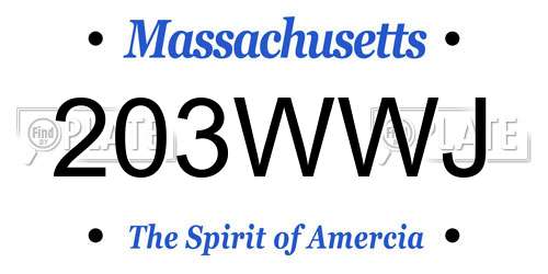 203WWJ Massachusetts License Plate