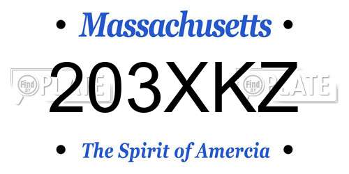 203XKZ Massachusetts License Plate