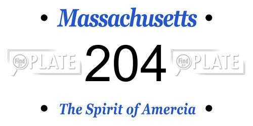 204 Massachusetts License Plate