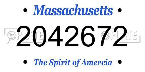 2042672 Massachusetts License Plate
