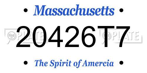 20426T7 Massachusetts License Plate