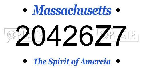 20426Z7 Massachusetts License Plate